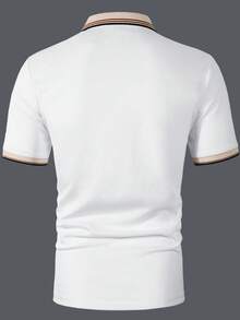 Manfinity Mode Men's Contrast Color Polo Shirt, Suitable For Outings, Parties And Office Wear, Formal, Ceremony - White - View 2