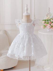 SHEIN Glamorique Kids Baby Girl Flower Bridesmaid Dress, Wedding, Flower Girl ,Elegant,Birthday Party,Lace Dress,Baby Girl Summer Dress ,Birthday Photo Clothing,Birthday Party, White Flower Girl Dresses Baby Girl Dresses For Party Baby Princess Dress Birthday Dress For Girls Baby Dress Wedding - White - View 12