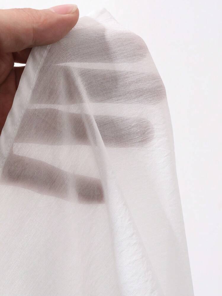 DAZY 女士纯色无袖荷叶边下摆衬衫，休闲夏季薄款外套背心 - 白色 - 查看 6