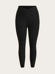 SHEIN EZwear 2 Colors Women's Minimalist Everyday Knit Leggings - Multicolor - View 4