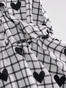 GlowEve Áo không tay nữ họa tiết kẻ caro hình trái tim, viền bèo nhún - Nhiều màu - Xem 7