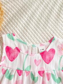 SHEIN Playful Pals Bộ đồ hai mảnh mùa hè cho bé gái gồm áo không tay cổ tròn và quần short màu đỏ. Sự kết hợp màu đỏ và trắng tươi tắn, chất liệu vải dệt, dáng rộng. Kiểu dáng ngọt ngào, thanh lịch và mộc mạc, với họa tiết quả anh đào in khắp nơi, sinh động và dễ thương. Thích hợp cho các hoạt động hàng ngày, đi học, dự tiệc, sinh nhật, du lịch nghỉ mát. - Hồng - Xem 6