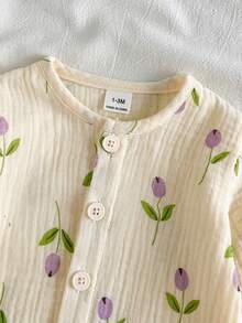 Vintaside Kids Áo khoác cardigan vải muslin mềm mại, dáng rộng, tay dài, họa tiết hoa dễ thương, phù hợp cho trẻ sơ sinh. - Nhiều màu - Xem 6