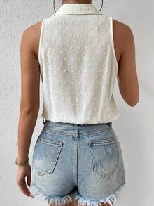 RosyDaze 纯色前扣休闲无袖连体衣 - 杏色 - 查看 2