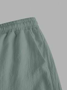 VIVINTIMO Men's Solid Color Oblique Pocket Knotted Casual Shorts, Spring/Summer - Mint Green - View 4