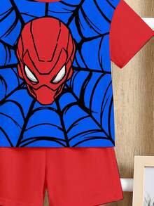 SHEIN Young Boy Casual Cartoon Print Short Sleeve T-Shirt And Shorts Set - Multicolor - View 5