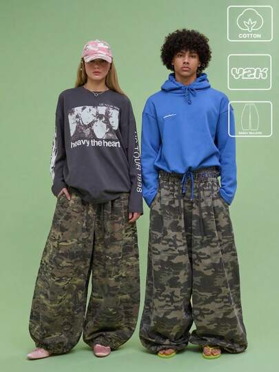 COUREZ 男女通用宽松灯笼裤 Y2K 复古 100% 纯棉