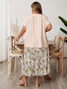 SHEIN CURVE+ Bộ 2 món áo và chân váy cỡ lớn, thích hợp mặc ở nhà và đi nghỉ mát. - Nhiều màu - Xem 2