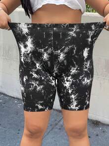 Muchica Plus Size Elastic Tie-Dye Casual Slim Fit Bermuda Shorts,Spring Summer Clothes - Multicolor - View 1