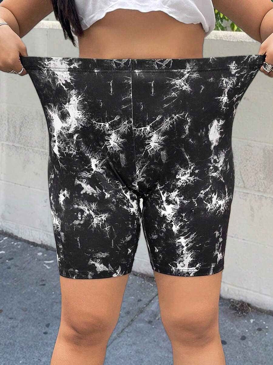 Muchica Plus Size Elastic Tie-Dye Casual Slim Fit Bermuda Shorts,Spring Summer Clothes - Multicolor - View 1