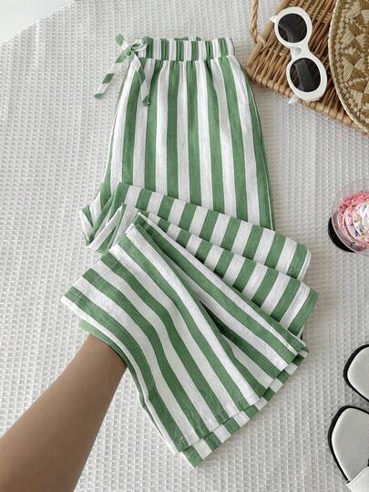 SHEIN Tween Girls' Casual Minimalist Comfortable Mid-Rise Straight Leg Pants