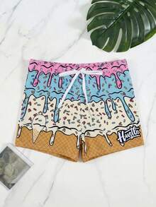 Manfinity Swimmode 男士休闲融化世界印花泳裤 - 彩色 - 查看 2