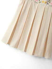 SHEIN Franclia Women's Floral Print Pleated Casual Party & Travel Mini Dress - Beige - View 6
