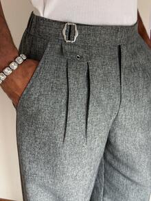 TOKVUE 男士时尚百搭阔腿休闲裤 灰色阔腿裤 宽松灰色裤子 褶皱灰色长裤 宽松灰色裤子 - 深灰色 - 查看 2