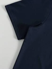 Manfinity LEGND Áo thun nam in chữ phối màu, kiểu dáng thường ngày, thích hợp cho mùa hè. - Màu xanh lam - Xem 4