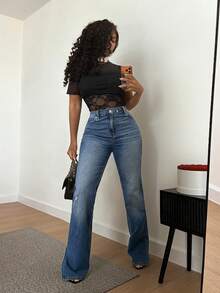 BamGleam Bộ đồ liền thân ren gợi cảm dành cho nữ - màu đen - Xem 3