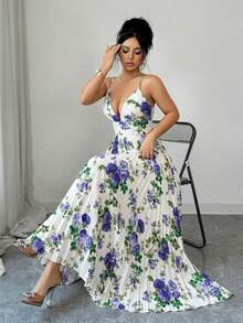 Rafferiza 女士优雅性感印花荷叶边连衣裙 - 彩色 - 查看 7