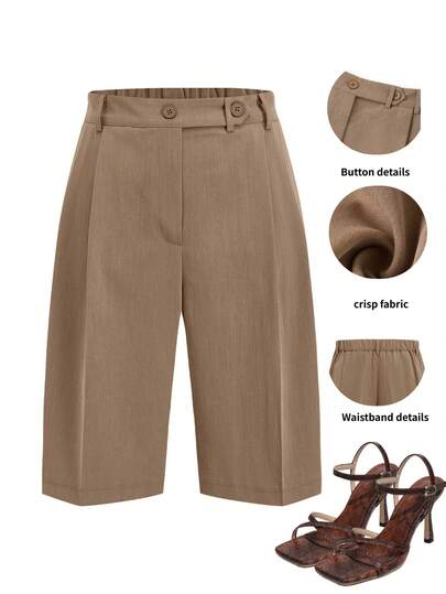 Ellevyn Casual Commuter Snap Pocket Capri Pants