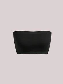 Veilyse 1pc High Elasticity, Breathable & Seamless Solid Color Bandeau Top For Slip-Prooffor Summerfor Summer - Black - View 2