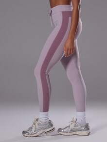 Musera Sport Quần legging thể thao cạp cao phối màu tương phản, có dây rút, thích hợp cho tập luyện, tập gym, thể thao, Pilates, thể dục, mặc hàng ngày, màu hoa dâm bụt. - Màu tím - Xem 4