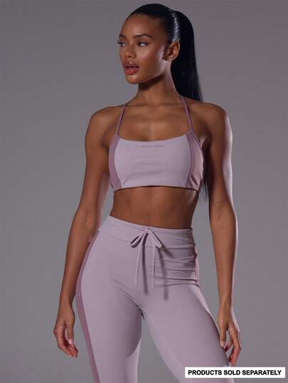 Musera Sport Contrast Cross Back Sports Bra Workout Gym Sports Pilates Fitness Daily Casual Hibiscus