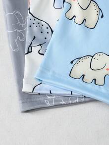 SHEIN Playful Pals 6件套男童卡通大象动物印花修身T恤和短裤睡衣套装 - 彩色 - 查看 5