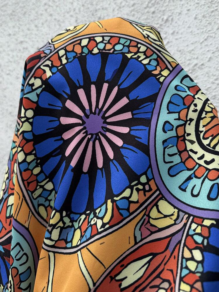Plus Size Women Floral Print Short Sleeve Long Shirt And Wide Leg Pants 2 Pieces Set  Summer Summer Outfits Spring Clothing Spring Outfit Festival Outfits For Women Beach Outfit For Women Vacation Outfits Women Holiday Outfits For Women Summer Holiday Outfits