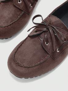 CUCCOO BIZCHIC Women's Casual Versatile Lace-Up Loafers - Chocolate Brown - View 4