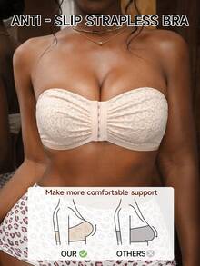 Áo ngực không dây cài trước, xếp ly, thời trang dành cho nữ - Màu be - Xem 3