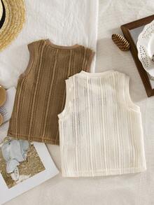 男童夏季时尚透气网眼无袖背心套装（2件装） - 彩色 - 查看 2