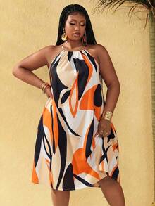 Maweii Plus Size Women's Sexy Tropical Floral Print Spaghetti Strap Maxi Dress, Sleeveless A-Line Striped Multicolor Blue Vacation/Holiday/Resort Dress - Multicolor - View 5