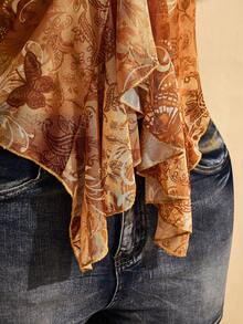 SHEIN ICON Camiseta de tirantes con volantes y estampado de paisley para mujer talla grande - Naranja - Ver 9