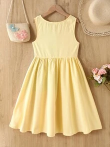 SHEIN Đầm dệt không tay kẻ sọc nhiều màu sắc, kiểu dáng thường ngày cho bé gái tuổi teen, thích hợp cho mùa xuân/hè. - Nhiều màu - Xem 8