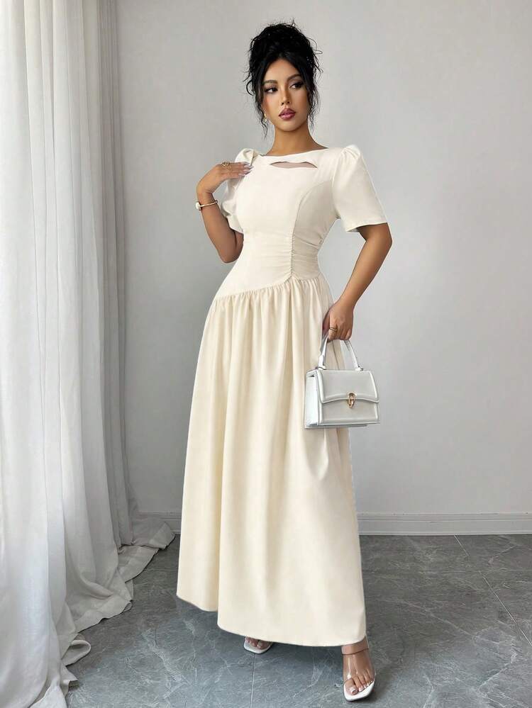 Wandoria Đầm maxi dáng ôm màu xanh nhạt cổ vuông tay phồng thắt nơ, kiểu dáng thành thị hiện đại, phù hợp mặc hàng ngày, dự đám cưới, tiệc tối trang trọng, đi làm, tiệc tốt nghiệp, các sự kiện ngày lễ, hẹn hò, tiệc tùng, Halloween, Giáng sinh, Năm mới, Lễ Tạ ơn, đám cưới. - Màu be - Xem 5