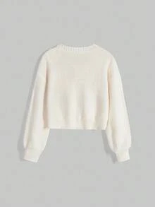 ROMWE Hippie Áo len cardigan thêu hình mặt trời và mặt trăng phong cách phù thủy bí ẩn cỡ lớn dành cho nữ - Màu be - Xem 4