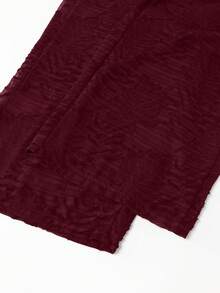 GlowEve CURVE Celana Panjang Wanita Ukuran Besar Musim Semi/Panas Motif Jacquard Transparan dengan Pinggang Elastis dan Potongan Lurus Longgar, Serbaguna untuk Bepergian, Bisnis, Belanja, dan Pakaian Sehari-hari - Burgundy - View 4