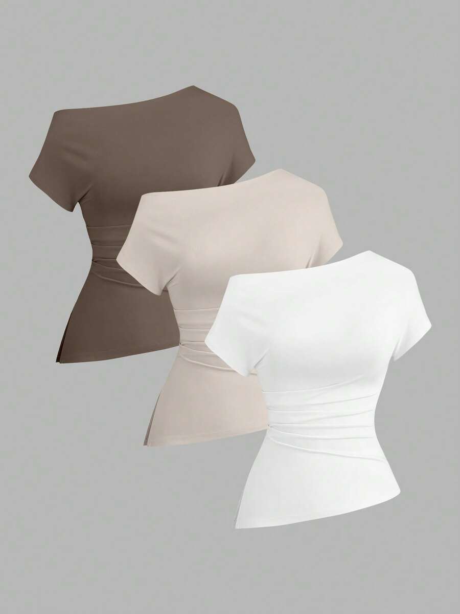 Sweetra Women's Casual Comfortable Asymmetric T-Shirt - Multicolor - View 1
