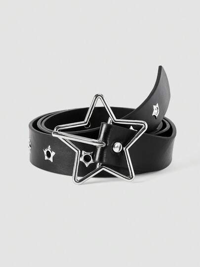 MortiRose 1pc Women Punk Style Five-Pointed Star Hollowed Design Waist Belt, Suitable For Jeans Summer, School Fall, Autumn, Halloween