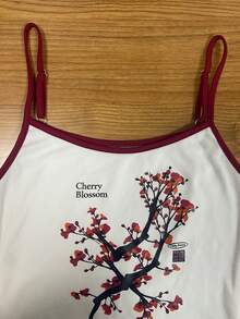 SHEIN 酒红色花卉印花吊带衫 - 白色 - 查看 4