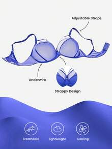 LUVLETTE Dream Curve Air 无衬垫全包覆侧支撑透气蓝色网眼基础款轻盈舒适显瘦女式文胸 - 藍色 - 查看 5