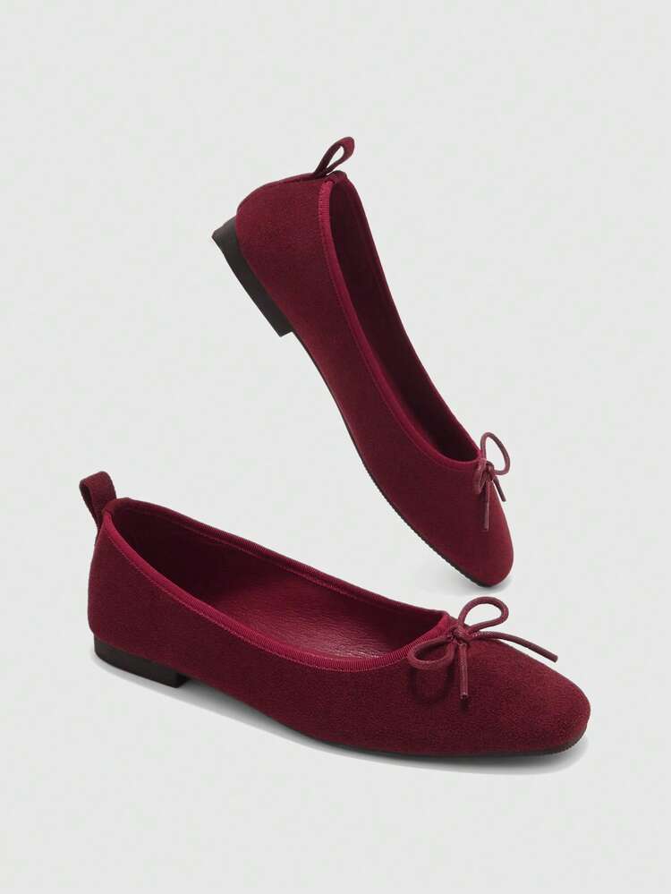 CUCCOO BIZCHIC Women Shoes Spring And Autumn Bow Decoration Flat Bottom Sweet Suede Ballet Shoes Commuter Dating