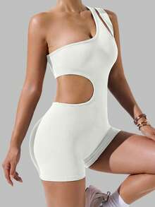 Easithlete Women's Fashionable Fitness Jumpsuit - Beige - View 7