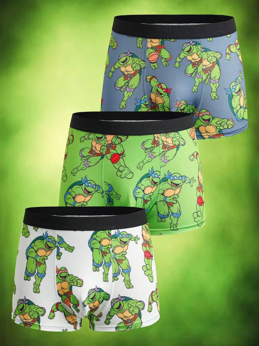 TEENAGE MUTANT NINJA TURTLES | SHEIN 男士平角内裤 - 忍者神龟 - 白色 - 查看 1
