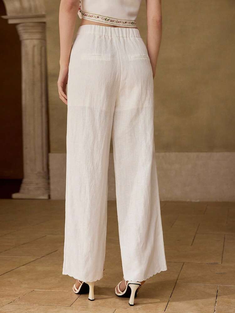 WOMEN'S EMBROIDERED LINEN SUIT PANTS, SPRING/SUMMER