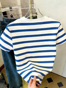 Resyla Women's Casual Striped Round Neck Short Sleeve T-Shirt, Summer - Multicolor - View 2