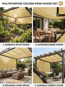 Mái che nắng chịu lực cao, chống tia UV, chống phai màu, chống rách và chống gỉ, hình chữ nhật, các cạnh cong chắn nắng, vải thoáng khí, thích hợp cho sân hiên, bãi cỏ, vườn ngoài trời. - gừng - Xem 7