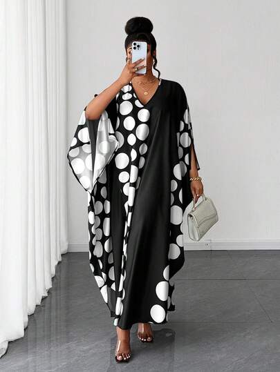 Maweii Đầm in họa tiết phối màu, phong cách thường ngày, thích hợp cho kỳ nghỉ hè đi biển dành cho nữ, cỡ lớn.