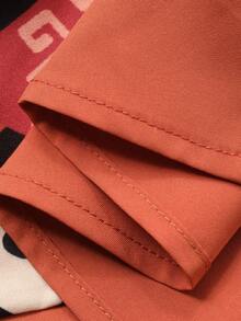 DAZY Đầm nữ thanh lịch phối màu tương phản họa tiết hình học, cổ buộc dây, tay cánh hoa, dài ngang gối, thắt eo, thích hợp cho mùa hè, dự tiệc cưới, váy hè. - Màu xanh lam - Xem 5