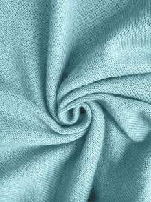 Pariaura Blusa de punto de manga corta de unicolor azul claro para verano, casual de oficina, elegante básica y linda para mujeres, uso diario de negocios, nueva llegada - Celeste - Ver 6