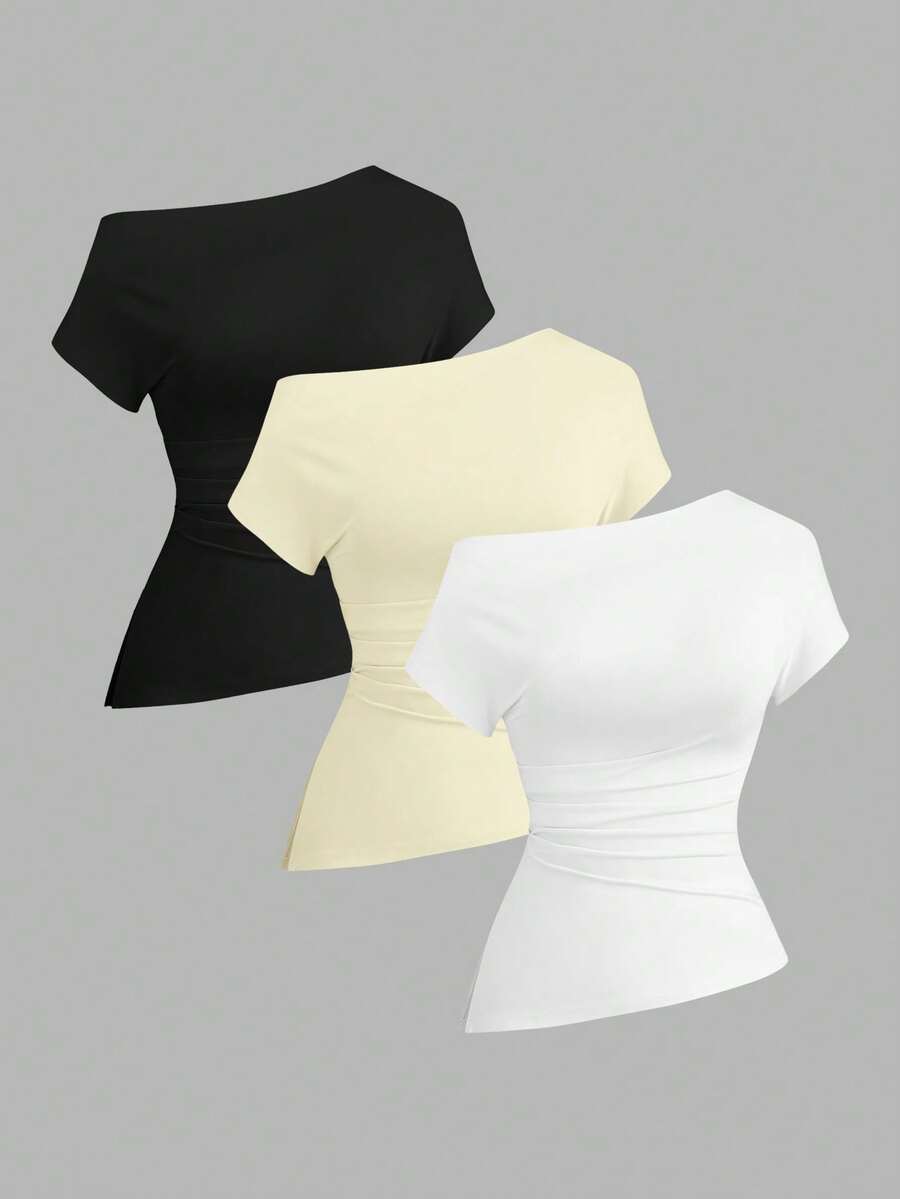 Sweetra Women's Casual Comfortable Asymmetric T-Shirt - Multicolor - View 1